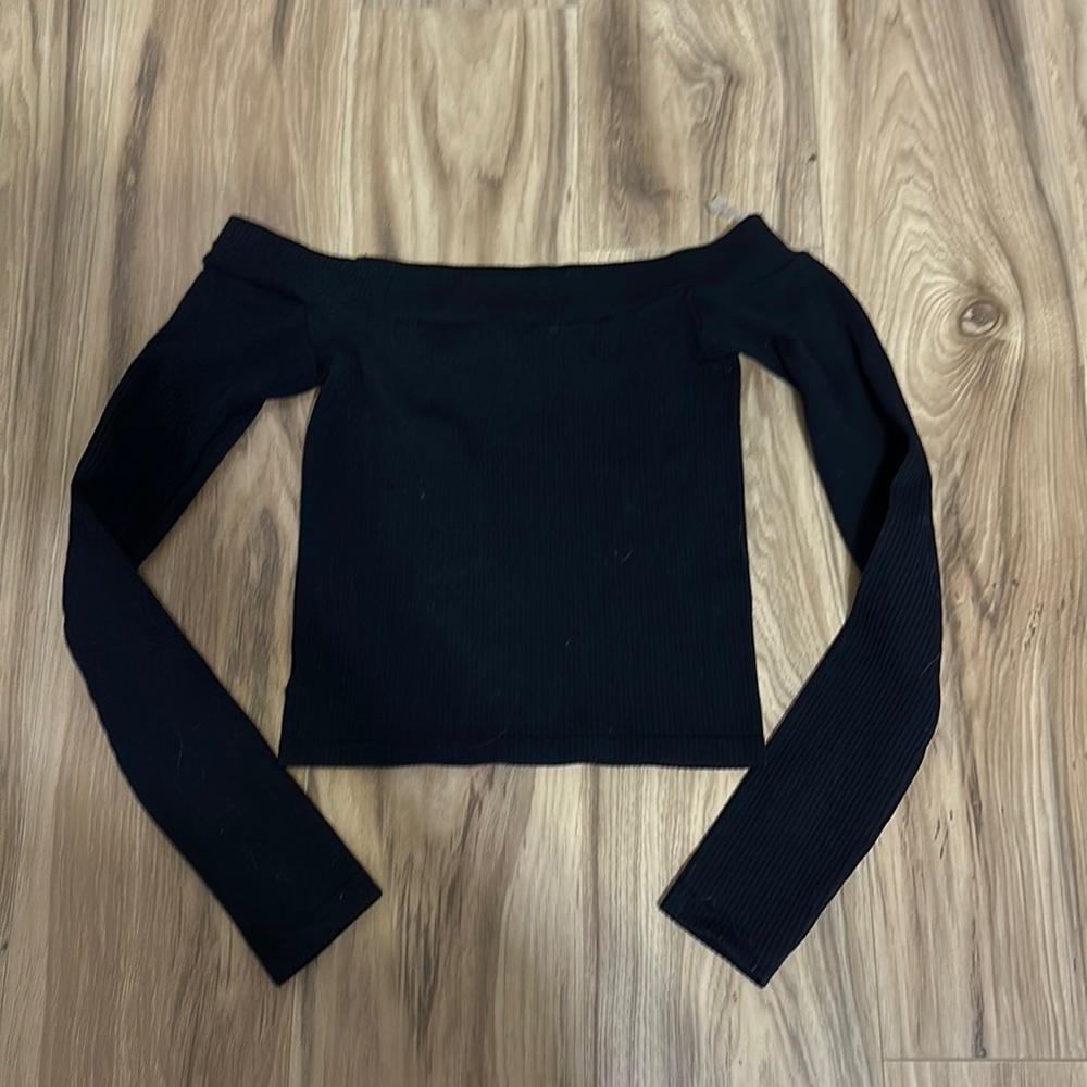 Seamless black off the shoulder top